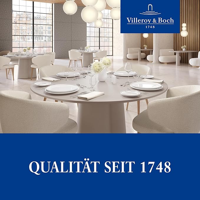 Villeroy & Boch Afina Gourmet Large Serving Bowl, Premium Porcelain, Made in Germany, Dishwasher and Microwave Safe, 10.25x 10.25x 4 in, Stackable, White