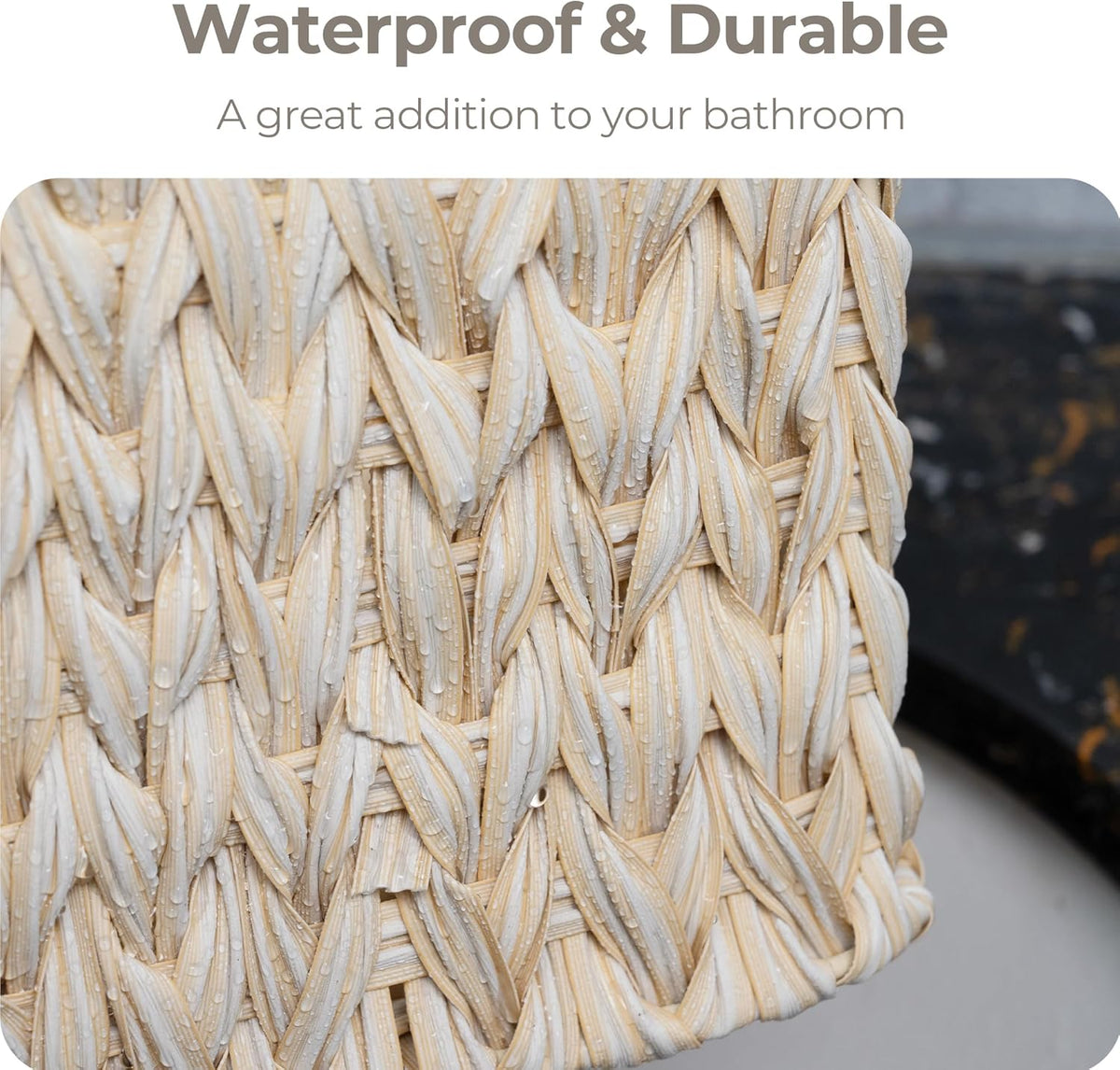 GRANNY SAYS Wicker Baskets for Organizing, Storage Basket for Shelves, Shelf Baskets with Handles, Waterproof Woven Basket for Living Room, Rectangular Baskets for Entryway, 2-Pack