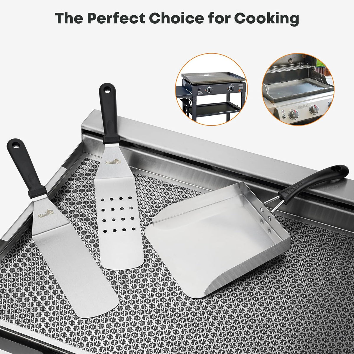 Stanbroil Griddle Spatula Set - Stainless Steel, 3 PCS Flat Top Grill Accessories for Blackstone Griddle