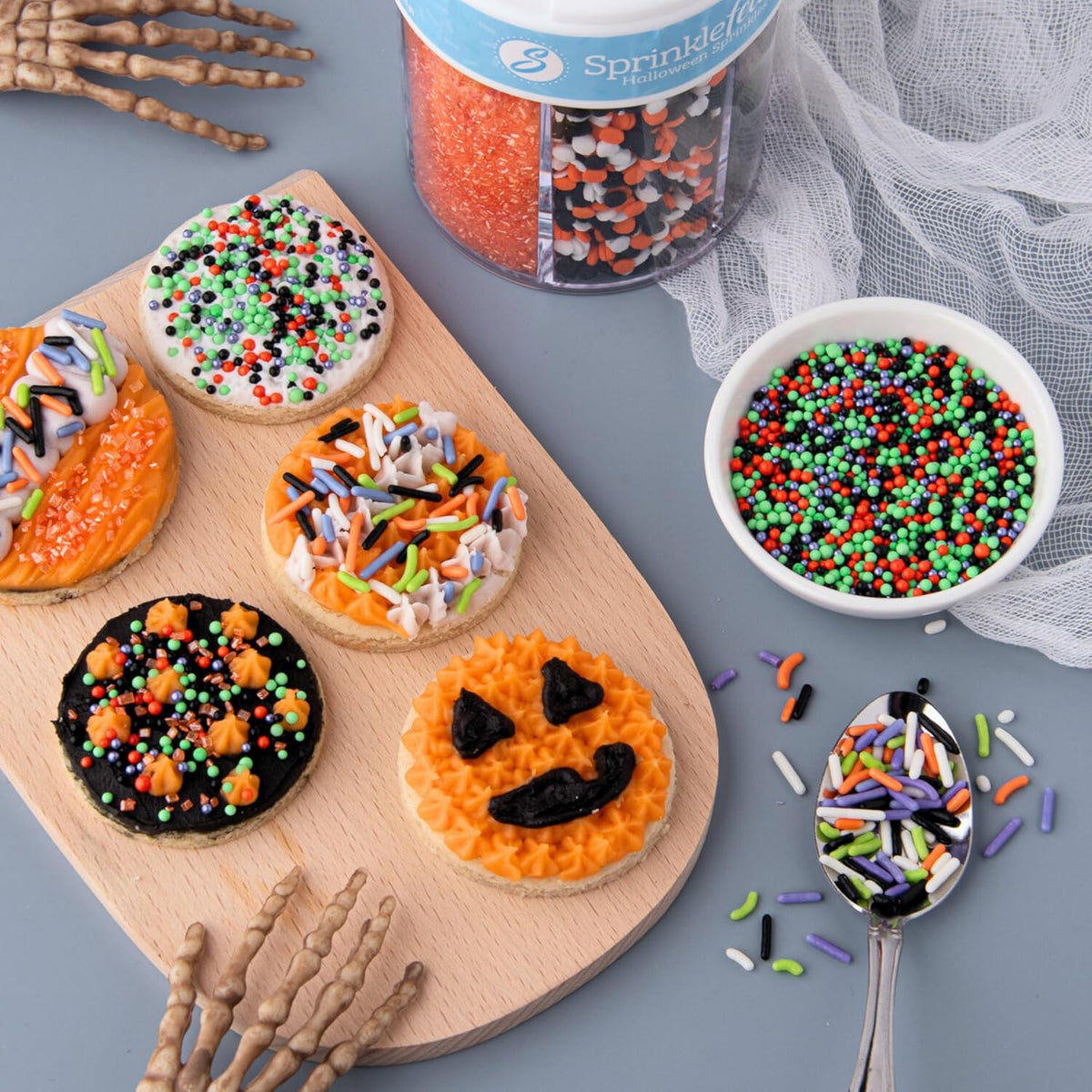 Sweets Indeed Sprinkles 6 Cell Edible Sprinkle Mix Jimmies Perfect for Cake Decorations Baking Ice Cream Cookies Cupcake Topper (Halloween)