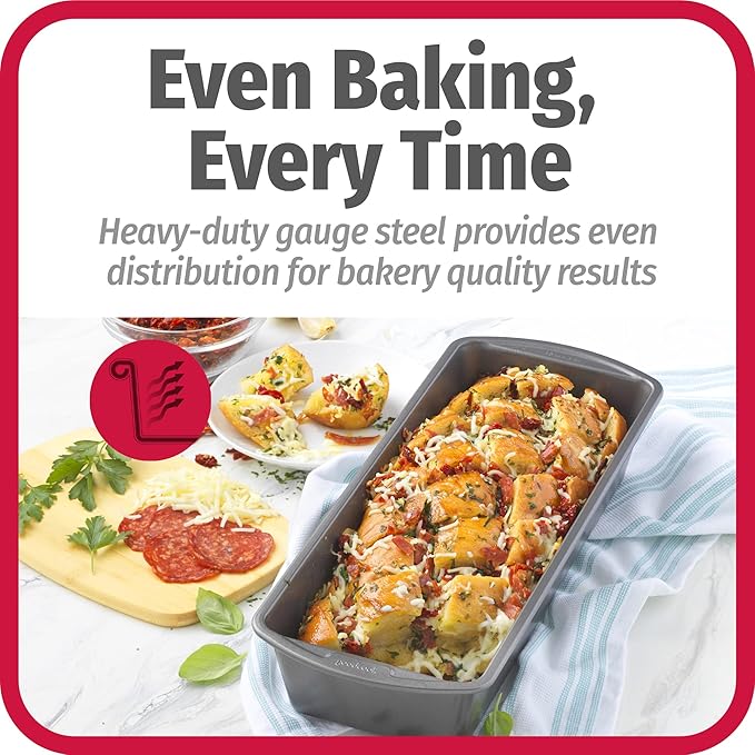 GoodCook Set of 2 Extra Large 13" x 5" Nonstick Steel Bread Loaf Pans, Gray - Set of Two Loaf Pans, Even Heat Distribution, Scratch-Resistant Nonstick Coating, Durable Construction, Easy to Clean