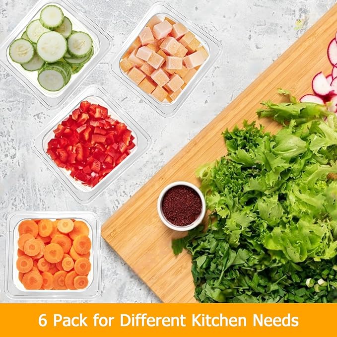6 Pack 4'' Deep NSF Food Pans 1/6 Size | Commercial Food Storage Containers | Polycarbonate Plastic Pans for Restaurant Kitchen | Commercial Grade for Food Prep | Clear