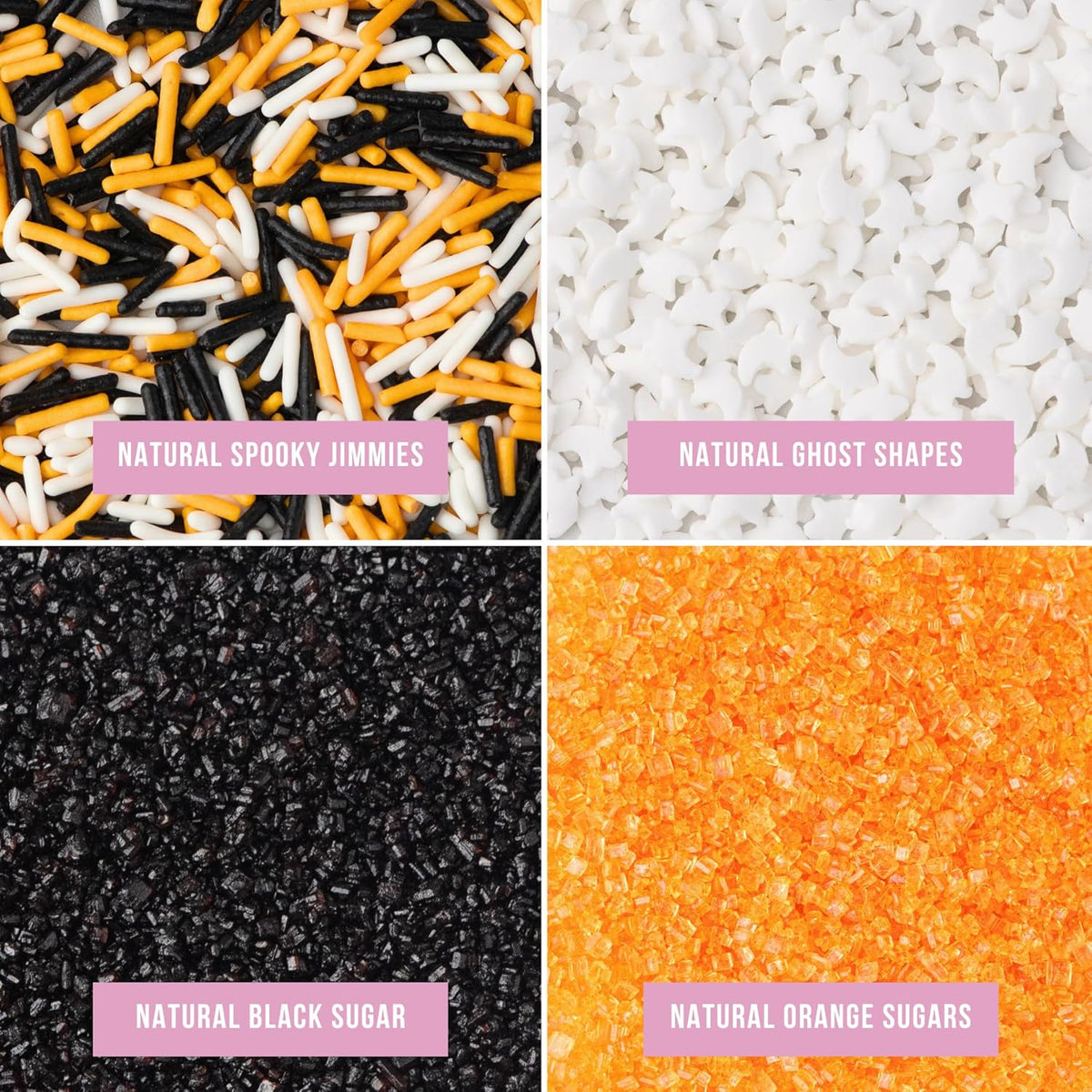 Sweets Indeed Sprinkles, 4 Pack, Edible Sprinkle Mix, Perfect for Cake Decorations, Baking, Ice Cream, Cookies, Cupcake Topper (Natural Halloween)