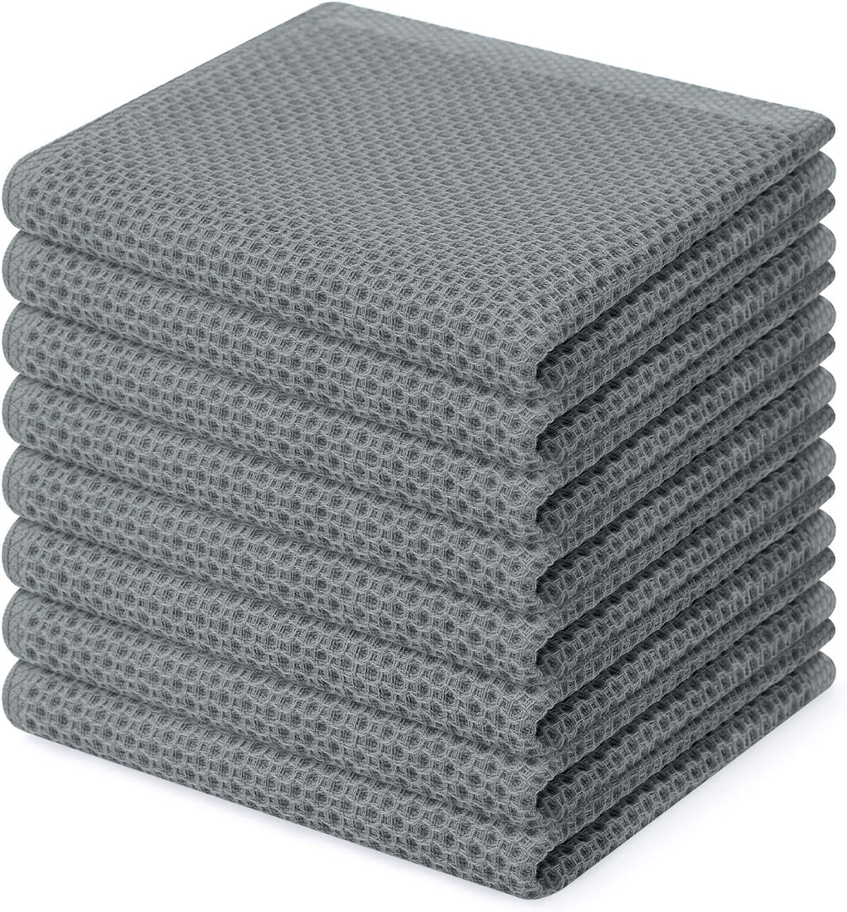 Homaxy 100% Cotton Waffle Weave Kitchen Dish Cloths, Ultra Soft Absorbent Quick Drying Dish Towels, 12 x 12 Inches, 8-Pack, Grey
