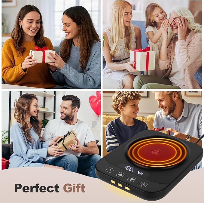 Coffee Mug Warmer for Desk with 9 Temperature Settings, Auto Shut Off, Digital Display, Smart Timing & Reservation, Electric Cup Warmer for Office, Home, Tea, Milk & Beverage Heating (Black)