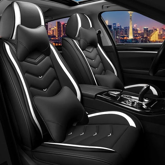 CTDS Car Seat Covers for Honda Accord 2000-2026, Stylish Sport Seat Cover, Premium Nappa Leather Car Seat Cover. Automobile Seat Covers Sets.(Luxury 5 Seats/Black White)
