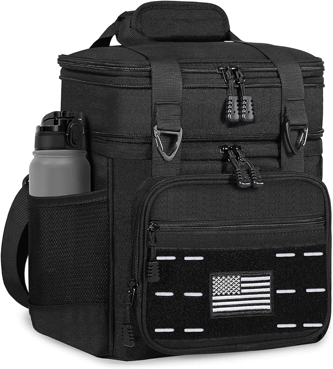 Lunch-Box-Cooler-Bag - Insulated Tactical Lunchbox for Men Women - Large Lunch Pail for Adults Work Outdoor Shifts Trips with American Flag