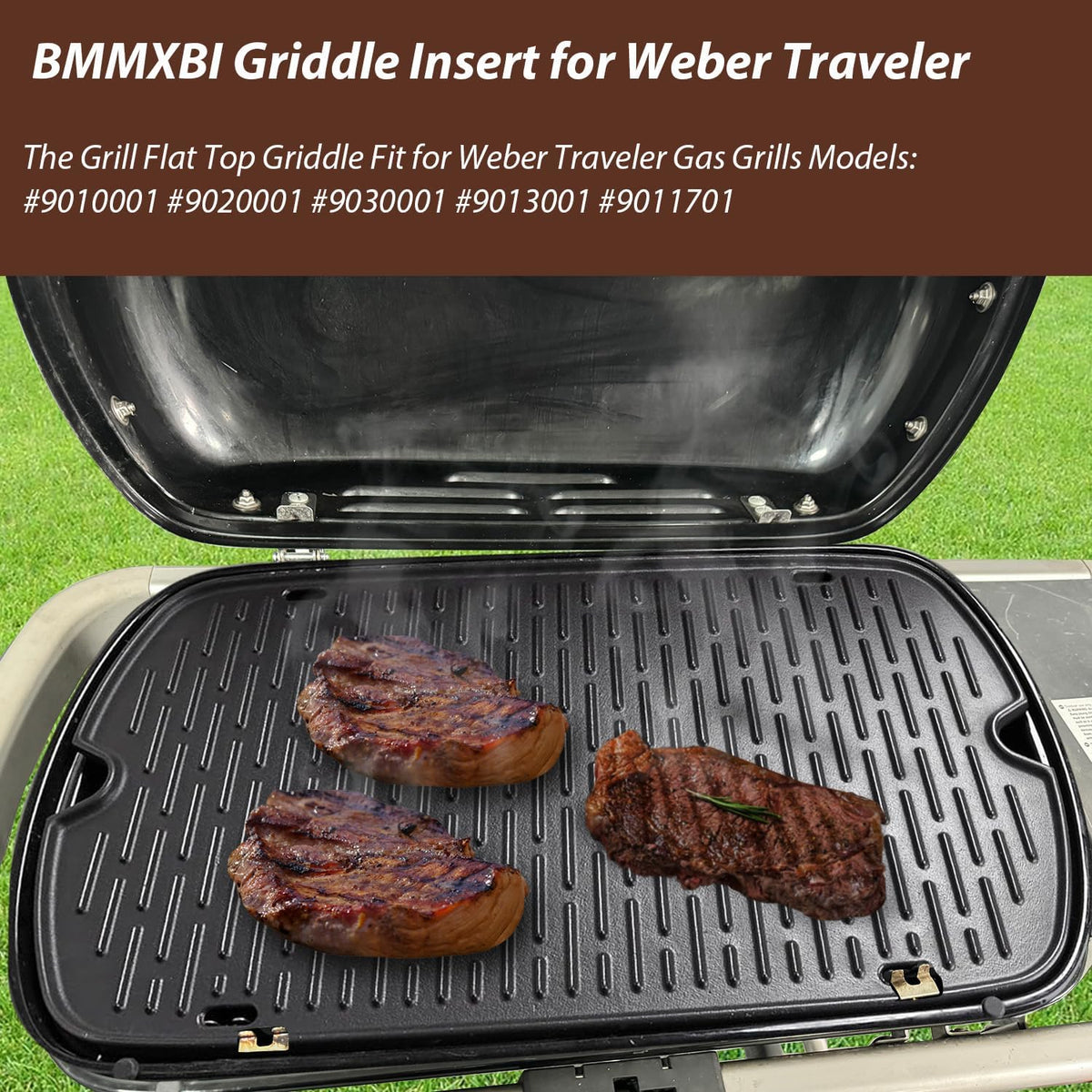 Griddle for Weber Traveler Grill 9010001 9020001 9030001, 7034 Cast Iron Griddle Insert Replacement Parts for Weber Traveler 9013001 9011701 Flat Top Griddle Accessories with Carry Bag