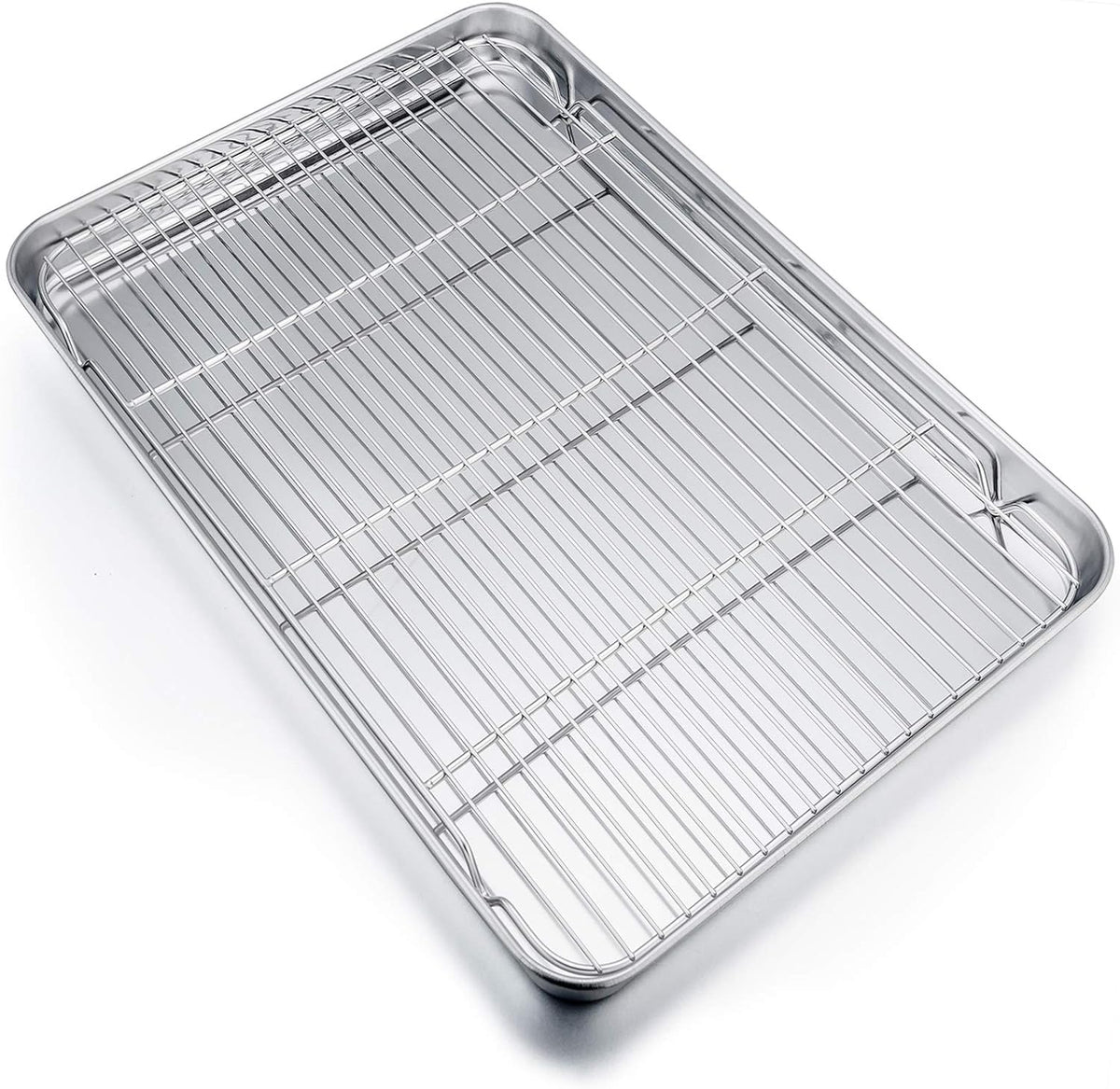 P&P CHEF 19.6 Inch Baking Sheet Pan with Rack Set, Stainless Steel Cookie Sheet Pan Tray with Cooling Rack for Oven Use, Cooking Roasting, Non Toxic & Dishwasher Safe, Heavy Duty