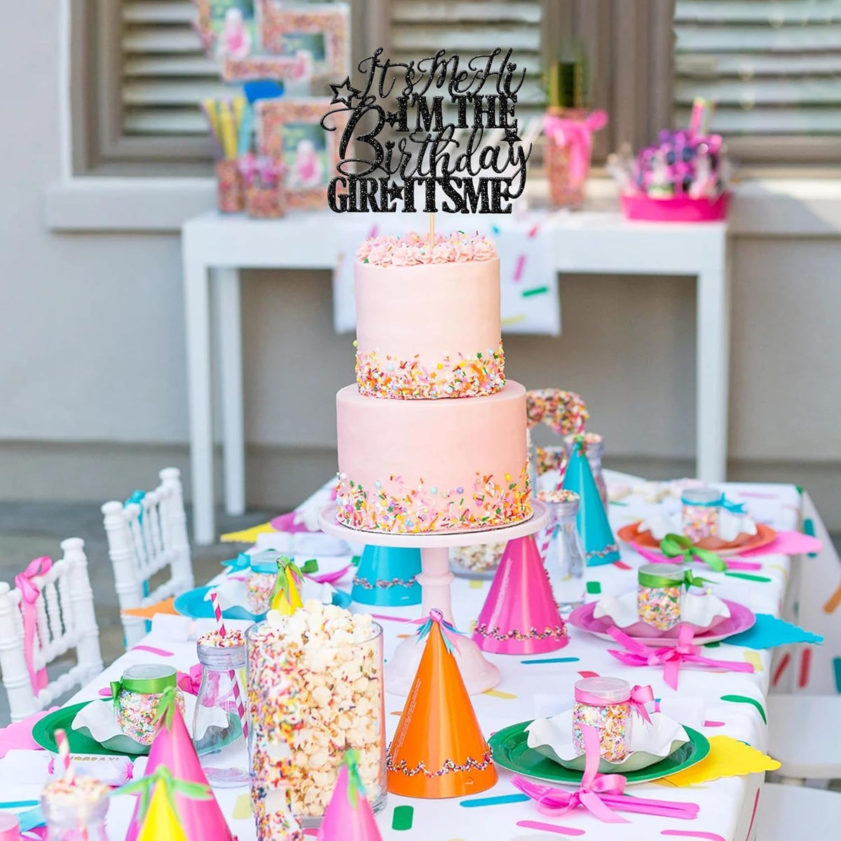 1 PCS It's Me Hi I'm the Birthday Girl It's Me Cake Topper Glitter Go Shawty It's Your Birthday Cake Pick for Funny Hot Pop Music Singer Theme Girls Birthday Party Cake Decorations Supplies Black