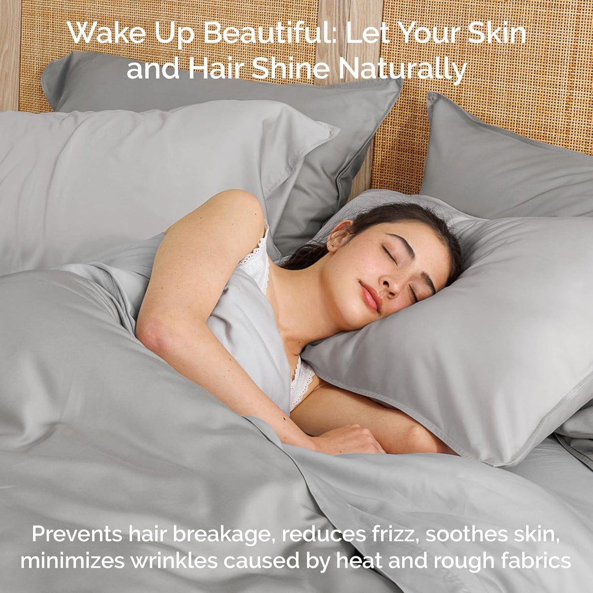 100% Viscose from Bamboo Sheets Full Size, Super Soft Bedding Set, 4PC Cooling Sheets for Hot Sleepers, Vegan Silk Moisture Wicking, Organically Grown Bedsheet, Gray Mist - 54" x 75"