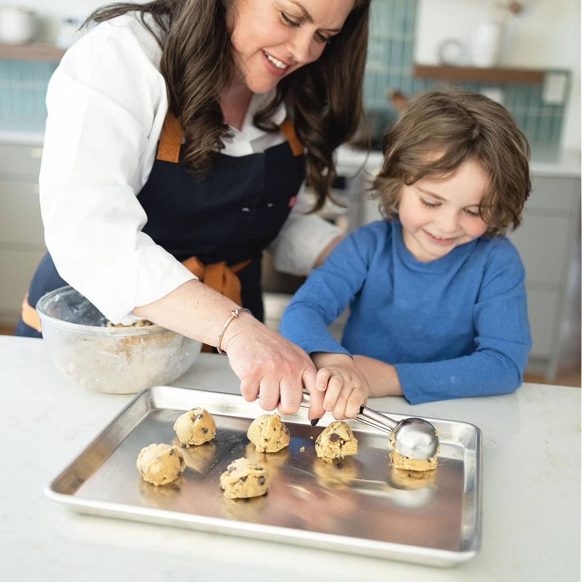 KITCHENATICS Jelly Roll Size Baking Sheet Pans, Premium Quality Aluminum Cookie Sheets for Roasting & Baking, Rimmed Nonstick Sheet Pans - Warp Free, Durable & Easy Clean - 10.6" x 15.6" IN, Set of 2