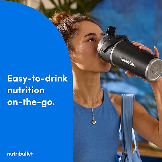nutribullet Flip Portable Blender with Insulated Cup, Cordless, Black, NBPB50350AK