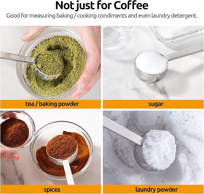 U-Taste Coffee Scoop 1 Tablespoon: 18/8 Stainless Steel Measuring Scooper for Ground Coffee, Bean, Powder, Espresso, 4.3in Long Handle Metal Measure Spoon for Canister, Jar (1Tbsp/15ml)
