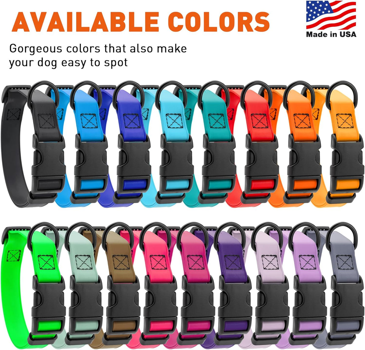 Dogline Biothane Waterproof Dog Collar with Quick Release Buckle Strong Coated Nylon Webbing with Odor- Proof for Easy Care Easy to Clean Fits Small Medium or Large Dogs, Black 3/4" W 12-19" L