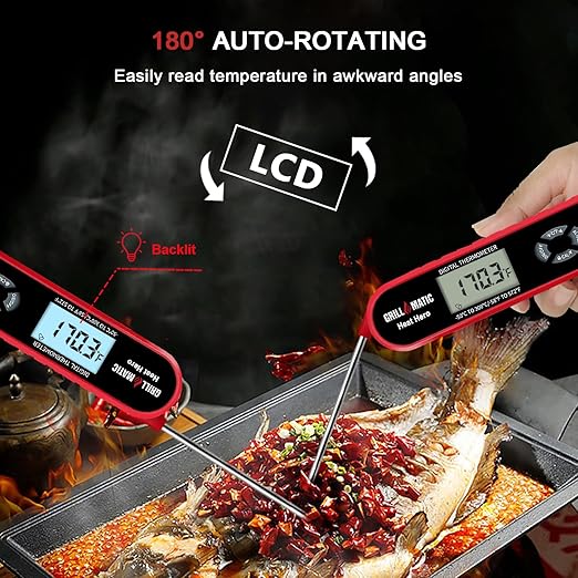 Heat Hero Digital Instant Read Meat Thermometer for Cooking and Baking with Backlight, Hold Function & Magnet for Kitchen, Beef, Grill, BBQ, Candy and Turkey