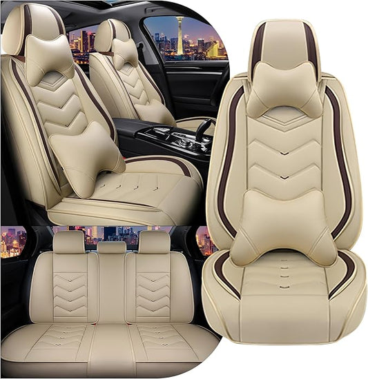 CTDS Car Seat Covers for Honda Accord 2000-2026, Stylish Sport Seat Cover, Premium Nappa Leather Car Seat Cover. Automobile Seat Covers Sets.(Luxury 5 Seats/Beige)