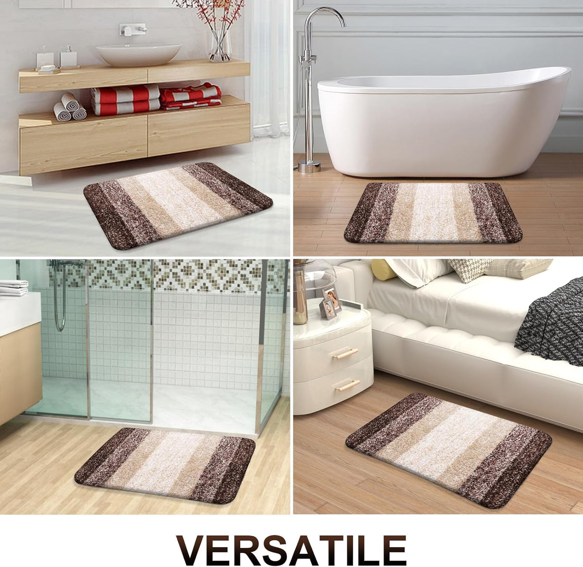 OLANLY Bathroom Rugs Mat 47x32, Extra Soft Absorbent Microfiber Bath Rugs, Rubber Backing, Quick Dry, Machine Washable Bath Mats for Bathroom Floor, Tub and Shower, Home Decor Accessories, Brown