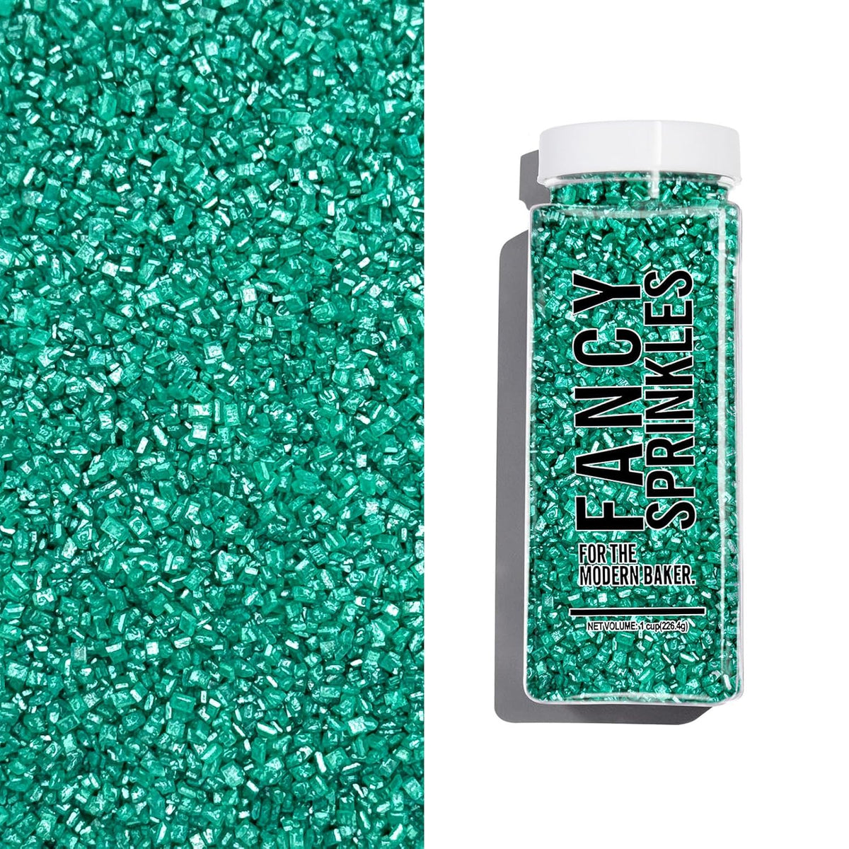 Fancy Sprinkles Emerald Green Fancy Sugar Pearlescent, Sparkly Sugar Crystals (8 OZ)