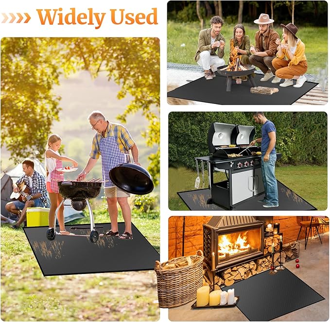 30" Square Fire Pit Mat/Under Grill Mat Fireproof Waterproof Oil-Proof, 4 Layers Fireproof Mat Fire Pit BBQ Pad Protect Mat for Deck Patio Grass Outdoor Wood Burning Fire Pit and BBQ Smoker