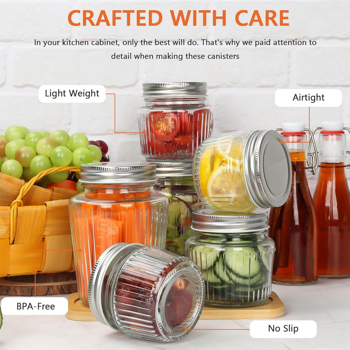 Cehomi Glass Mason Jars with Lids - 16 oz Vintage Canning Jars, Pickling Jars for Jelly, Jam, Honey, Pickles, Spice, Essential Preserver for Home Storage and Gifting 4 Pack