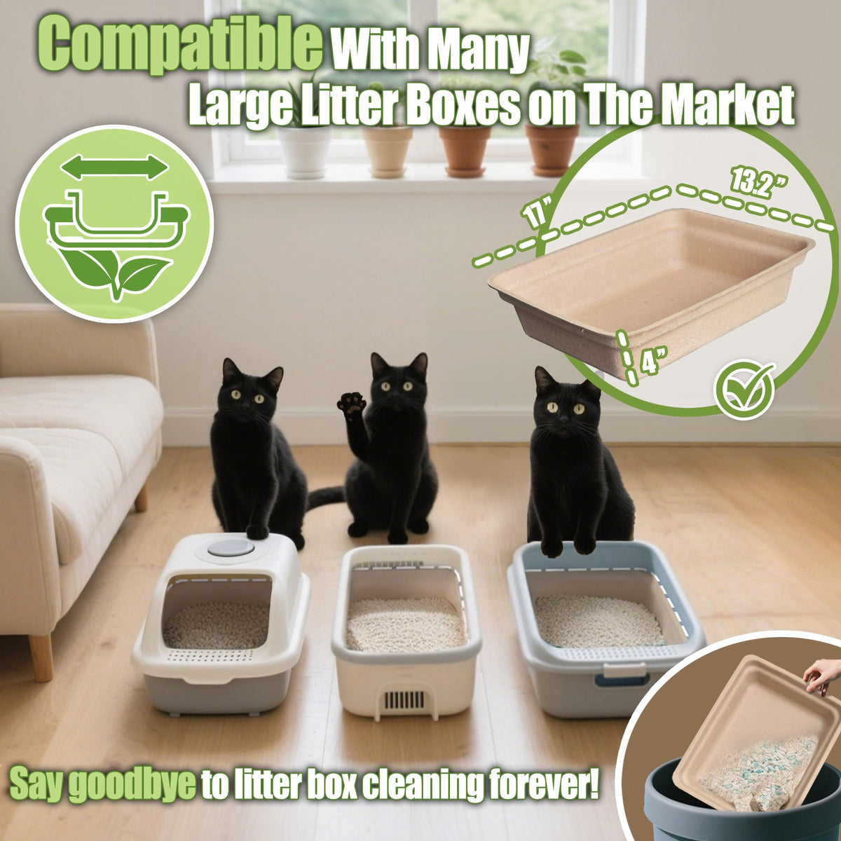 Disposable Litter Box for Cats Large: 2/4/6/8-Pack 17.5X 13.5in Leak-Proof