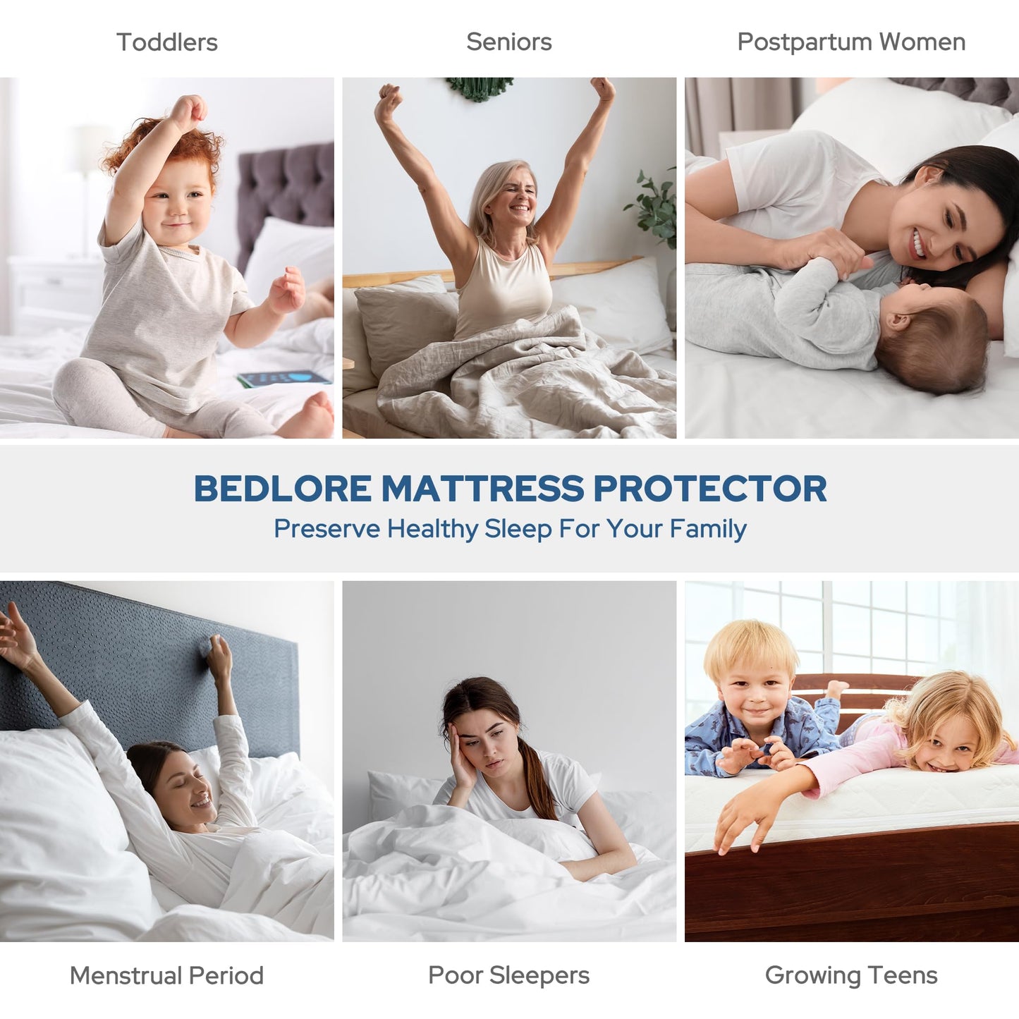 BEDLORE Waterproof Mattress Protector, Queen Size Mattress Pad Noiseless