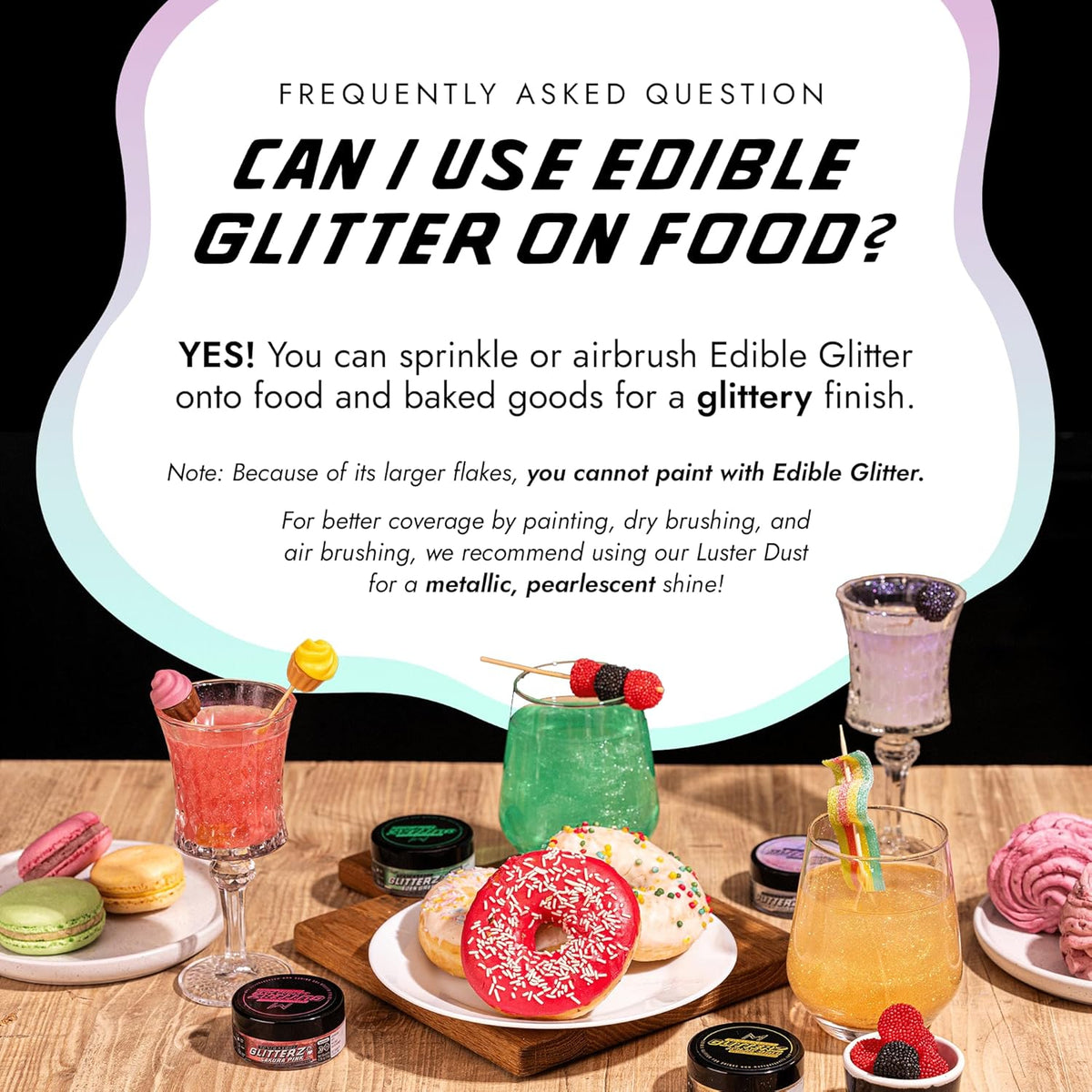 MONÉGASQUE Iridescent Edible Glitter for Drinks 10g – Halloween Edible Glitter for Cakes & Cocktails - Cocktail & Drink Shimmer Powder - Food Decorating Sprinkles, Cupcakes, & Cake Decorations Spray