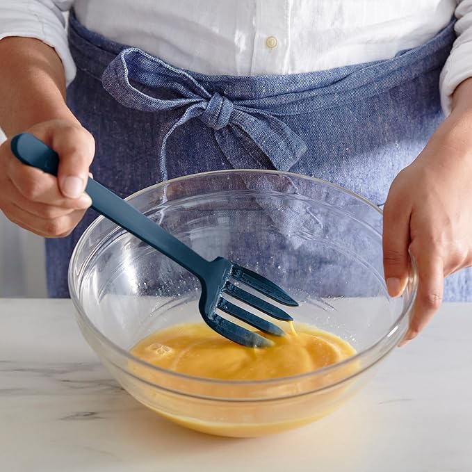 GreenPan Silicone Ultimate Fork, Mixing Stirring Serving, Cooking Kitchen Utensil, Flexible Rubber Nonstick Cookware, Rigid Steel Core, Heat-Resistant, Anti-Slip Handle, BPA-Free Dishwasher Safe, Blue
