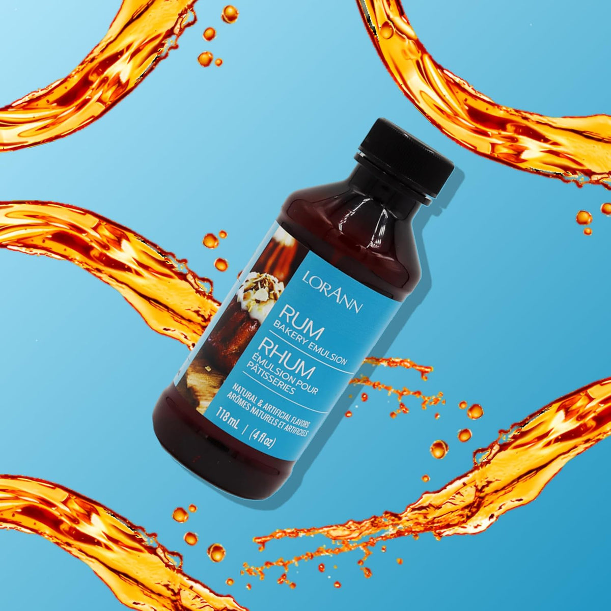 LorAnn Oils Rum Bakery Emulsion: Realistic Flavor, Ideal for Enhancing Boozy Notes in Baked Goods, Gluten-Free, Keto-Friendly, Extract Alternative Essential for Your Kitchen, 4 Oz
