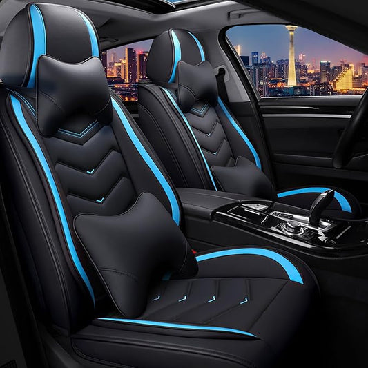 CTDS Car Seat Covers for Honda Accord 2000-2026, Stylish Sport Seat Cover, Premium Nappa Leather Car Seat Cover. Automobile Seat Covers Sets.(Luxury 2 Seats/Black Blue)