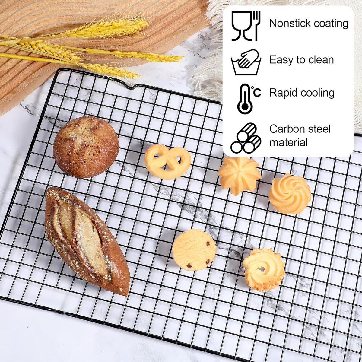 6 Packs Cooling Racks 16"x10" Baking Rack for Cooking and Baking Oven Wire Rack Cooling Drying Roasting Rack Heavy Duty Baking Rack for Roasting Cooking Grilling Drying