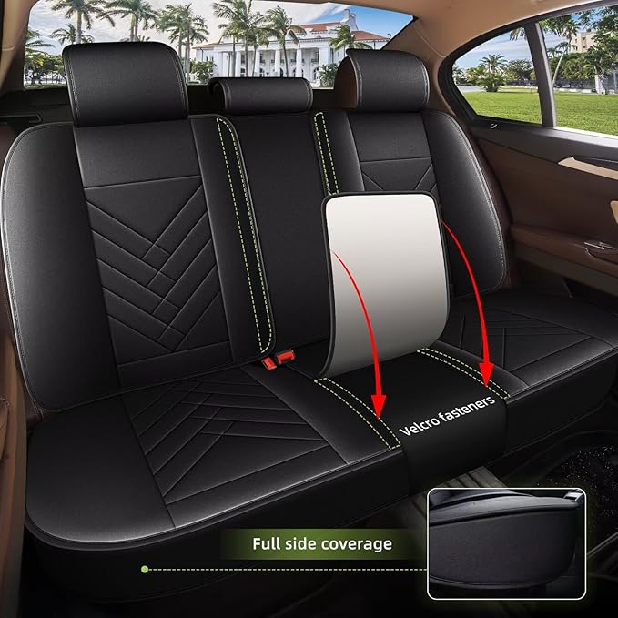 AOMSAZTO Car Seat Covers Fit for Jeep Patriot 2010-2017 Full Set Premium Seat Covers Waterproof Leather Automotive Seat Cushion Protector Compatible with Airbag(5 Seats,Black)