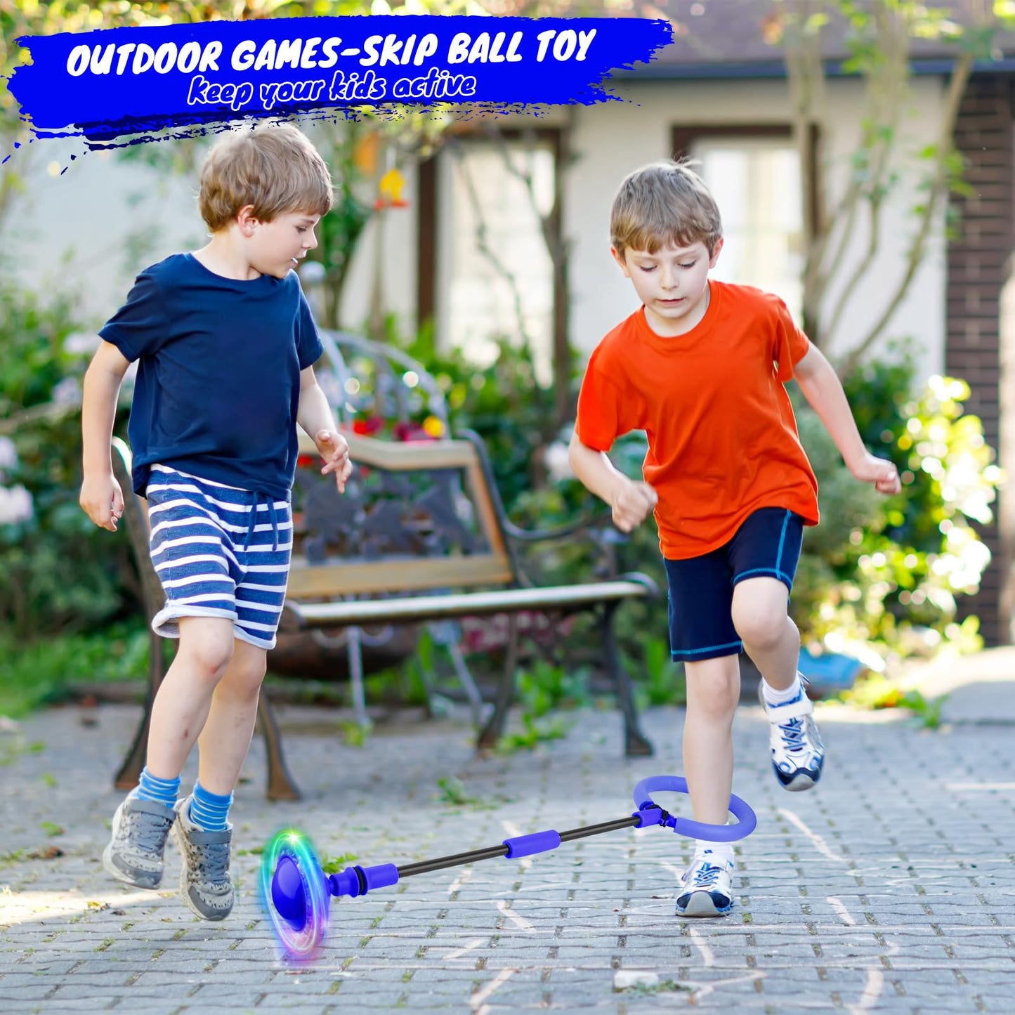 GleeGlow Ankle Skip Ball for Kids, Foldable Skip Ball Toy with Flash Wheel