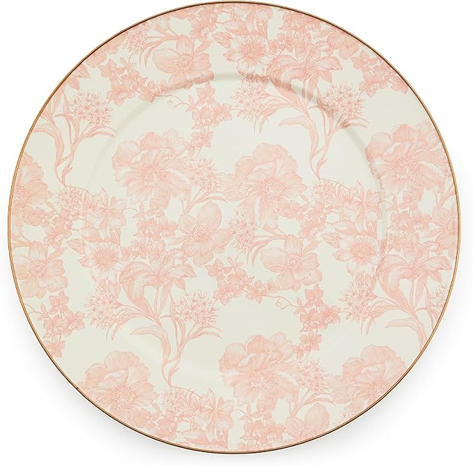 MACKENZIE-CHILDS Enamel Serving Platter, Decorative Serving Platter for Food, 16 Inches, Rosy English Garden