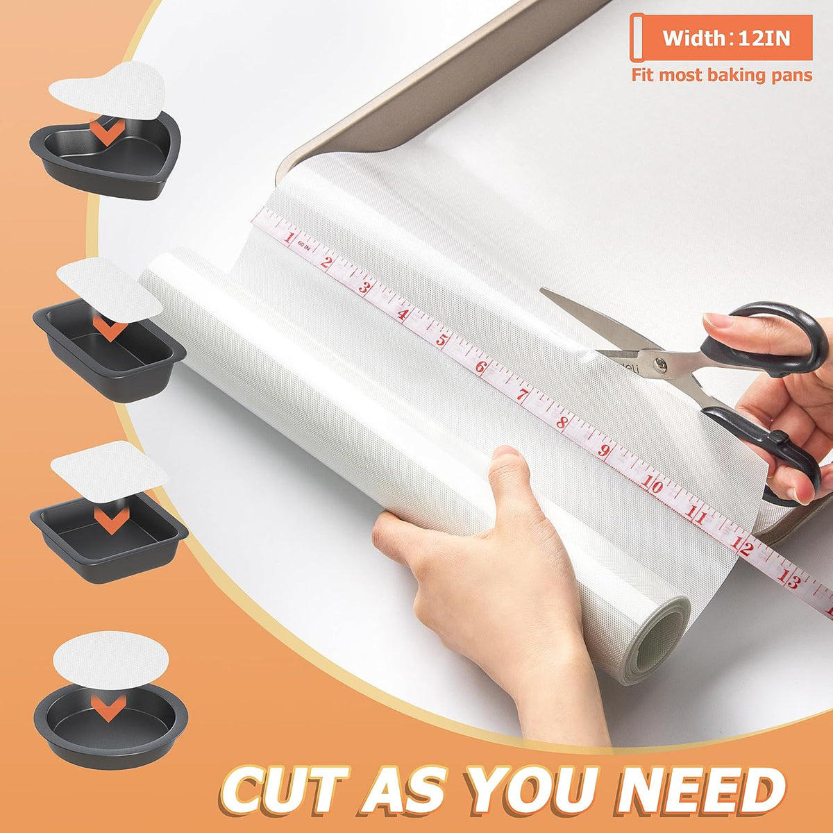 Silicone Baking Mat Roll, Non-Stick Heat Resistant Food Grade Baking Mats, Non-Slip Reusable Air Fryer Linner, Freeze Dryer Mat, Counter Mat, Oven Liner, Refrigerator Liners - 12IN x 10FT