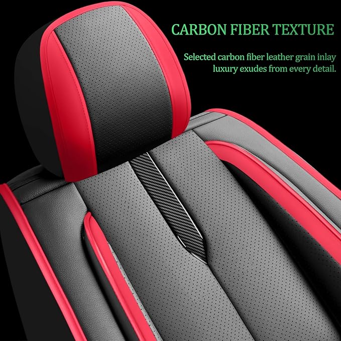 Fit Passport Car Seat Covers for Honda Passport 2019-2025 2026 -Upgraded Premium Waterproof & Breathable Leather,Airbag Compatible,All-Weather Seat Cushion Protector,Full Set,Black-Red