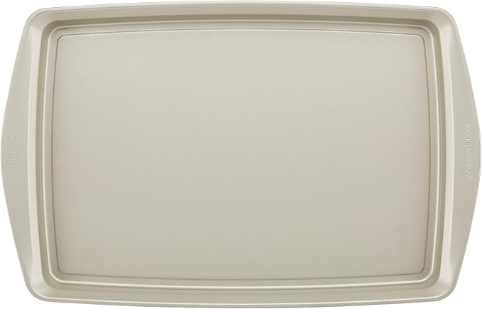 Rachael Ray Nonstick Bakeware Set without Grips, Nonstick Cookie Sheets / Baking Sheets and Cooling Rack - 2 Piece, Silver