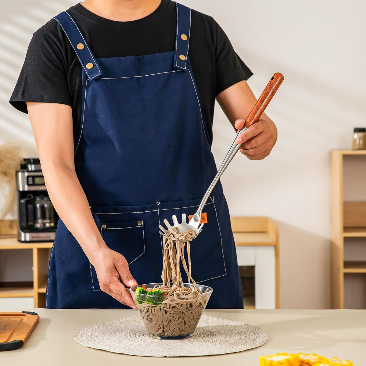 FJNATINH 304 Stainless Steel Kitchen Utensil Sets-6 PCS Wok Spatula Sets Cooking Utensil Tools Spatula, Soup Ladle, Skimmer, Slotted Spatulas Tunner, Spaghetti Spoon