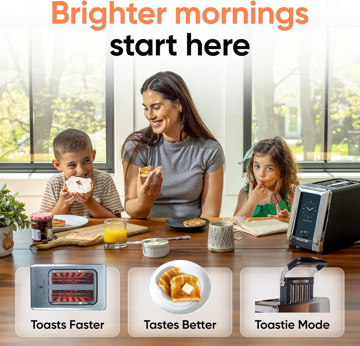 Revolution R180 Connect Smart Toaster, 2-Slice High-Speed Touchscreen Toaster with Patented InstaGLO Technology, Wi-Fi Connectivity, Weather Widget, and Over-the-Air Updates, Black