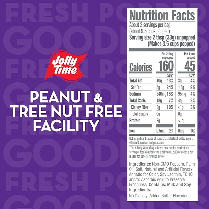 Jolly Time Blast O Butter, Ultimate Movie Theater Butter Microwave Popcorn, 3.2oz Sharing Bag, 3 Bags Per Carton (Blast O Butter, 3.2 Ounce (Pack of 12))