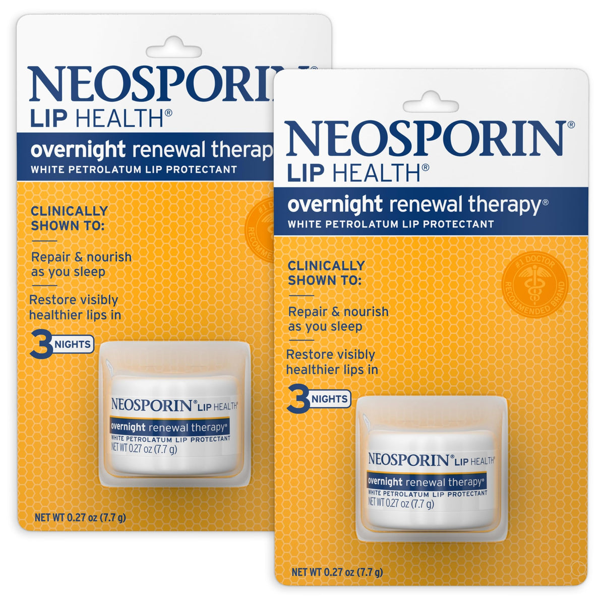 Neosporin Lip Health Overnight Renewal Therapy, Twin Pack, 0.27 oz