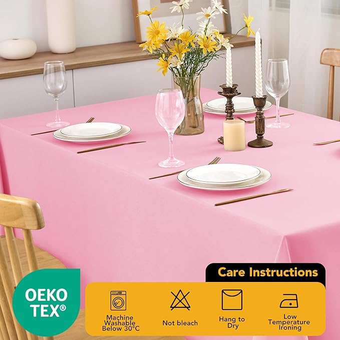 6-Pack Pink Tablecloths for Rectangle Tables, 90 x 156 Inches, Stain-Resistant Polyester Fabric for 8 Foot Tables - Washable Table Covers for Weddings, Banquets, Birthday Parties, Events