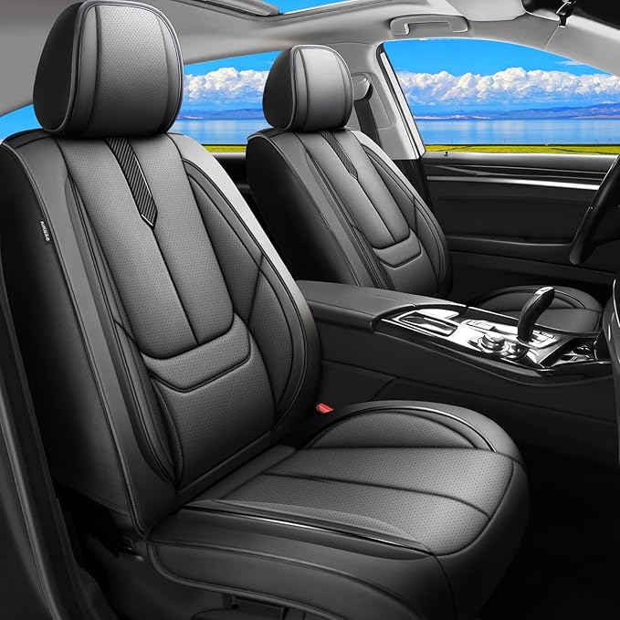 Fit Prologue Car Seat Covers for Honda Prologue 2024 2025 2026-Upgraded Premium Waterproof & Breathable Leather,Airbag Compatible,All-Weather Seat Cushion Protector,Full Set,Black