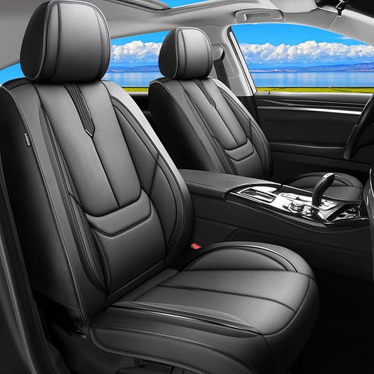 Fit Prologue Car Seat Covers for Honda Prologue 2024 2025 2026-Upgraded Premium Waterproof & Breathable Leather, Airbag Compatible, All-Weather Seat Cushion Protector,2 Front/Black