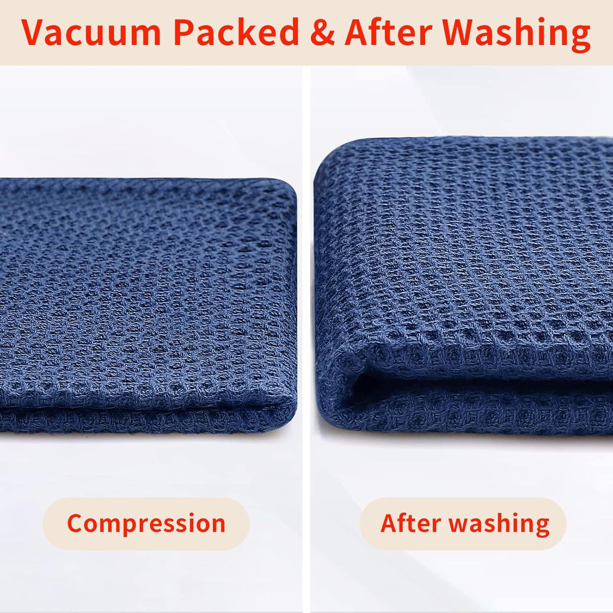 Homaxy 100% Cotton Waffle Weave Kitchen Dish Cloths, Ultra Soft Absorbent Quick Drying Dish Towels, 12 x 12 Inches, 8-Pack, Navy Blue
