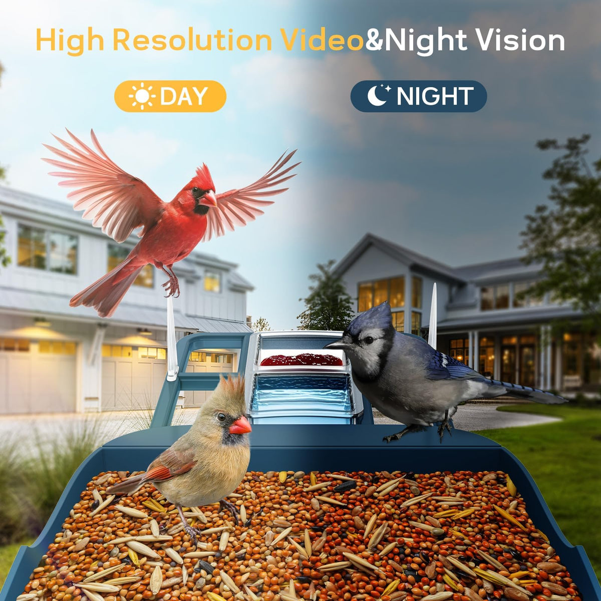 Fazoxo FHD Bird Feeder with Camera,Solar Powered Bird House Camera
