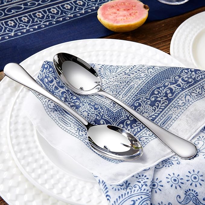 KEAWELL Premium Verona 8-Piece Spoon Set 7.6-Inch – 18/10 Stainless Steel, Heavy-Duty Mirror-Finished Flatware for Daily Meals, Hosting, and Special Occasions (8, Dinner Spoons)