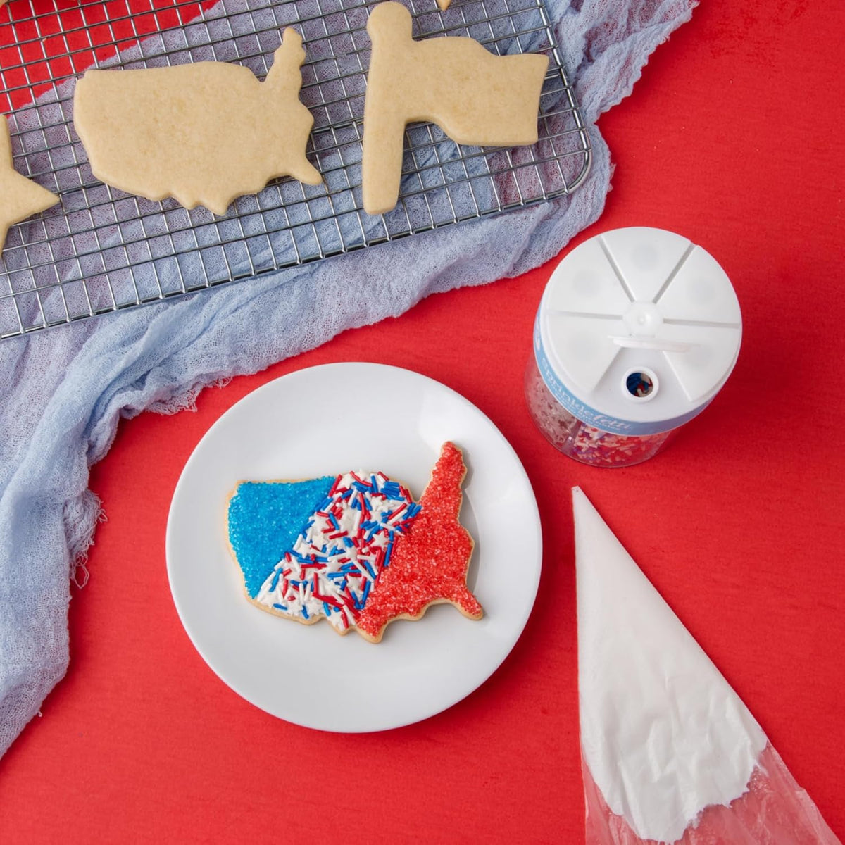 Sweets Indeed Sprinkles 6 Cell Edible Sprinkle Mix Jimmies Perfect for Cake Decorations Baking Ice Cream Cookies Cupcake Topper (Patriotic)