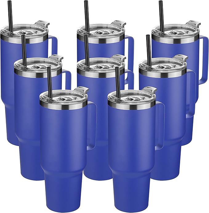 HASLE OUTFITTERS 40 oz Stainless Steel Tumbler with Handle, Vacuum Insulated Tumblers Bulk, Reusable Double Wall Travel Coffee Mug, Durable Powder Coated Water Bottles(Dark Blue, 8)